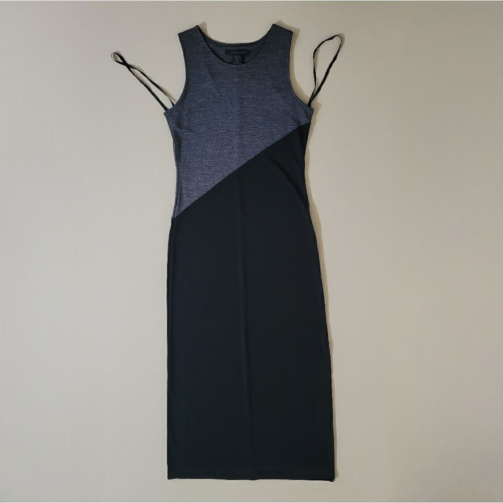 Express Colorblock Black Gray Maxi Length Sleeveless Dress